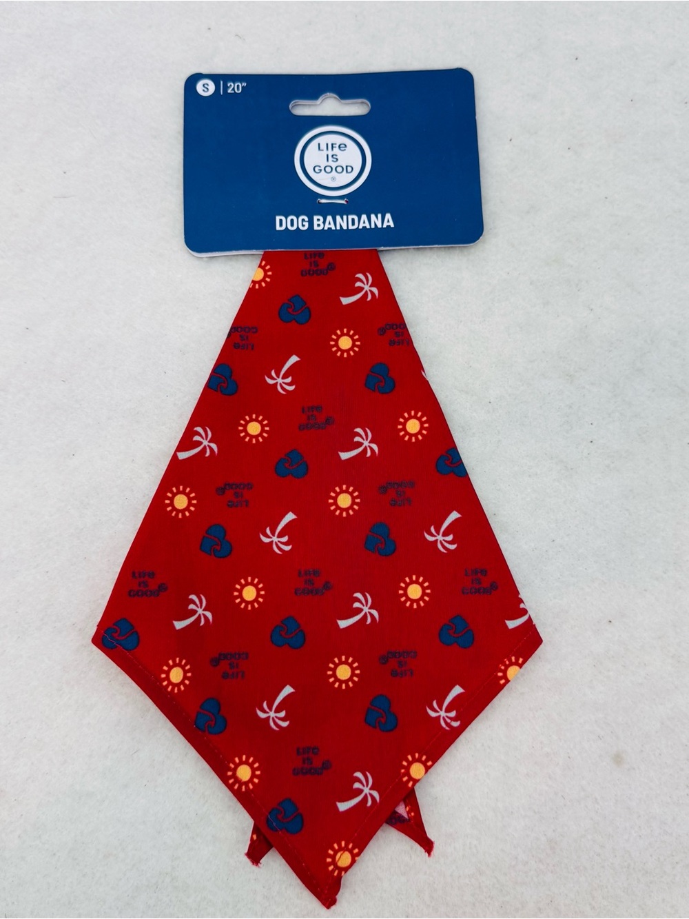 NWT Life is Good Dog Bandana Red with Palm Trees and Sun Size Small 20”